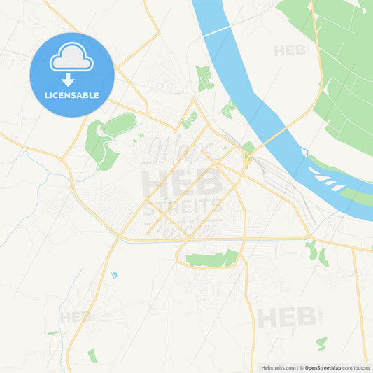 Sabac, Serbia Vector Map - Classic Colors