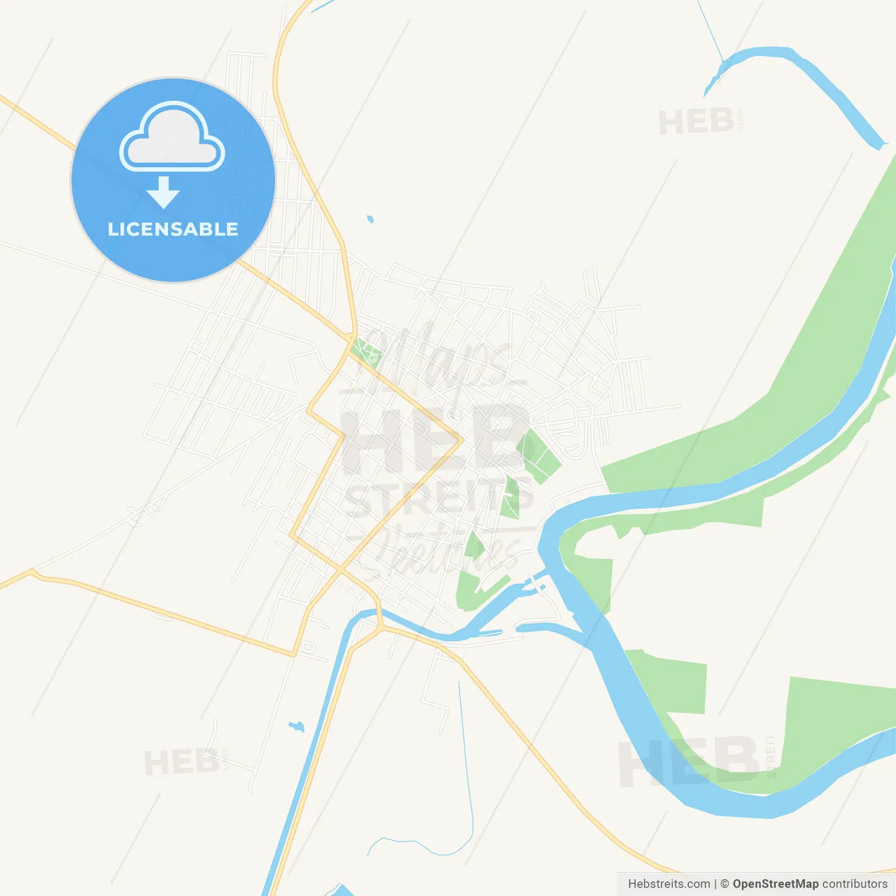 Becej, Serbia Vector Map - Classic Colors