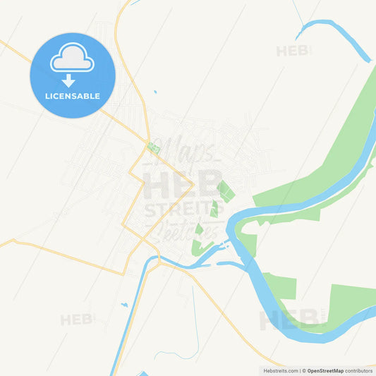 Becej, Serbia Vector Map - Classic Colors