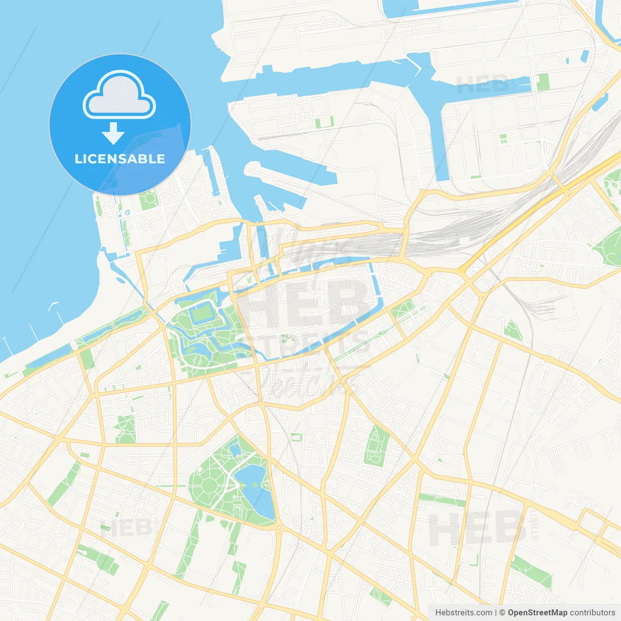 Malmo, Sweden Vector Map - Classic Colors