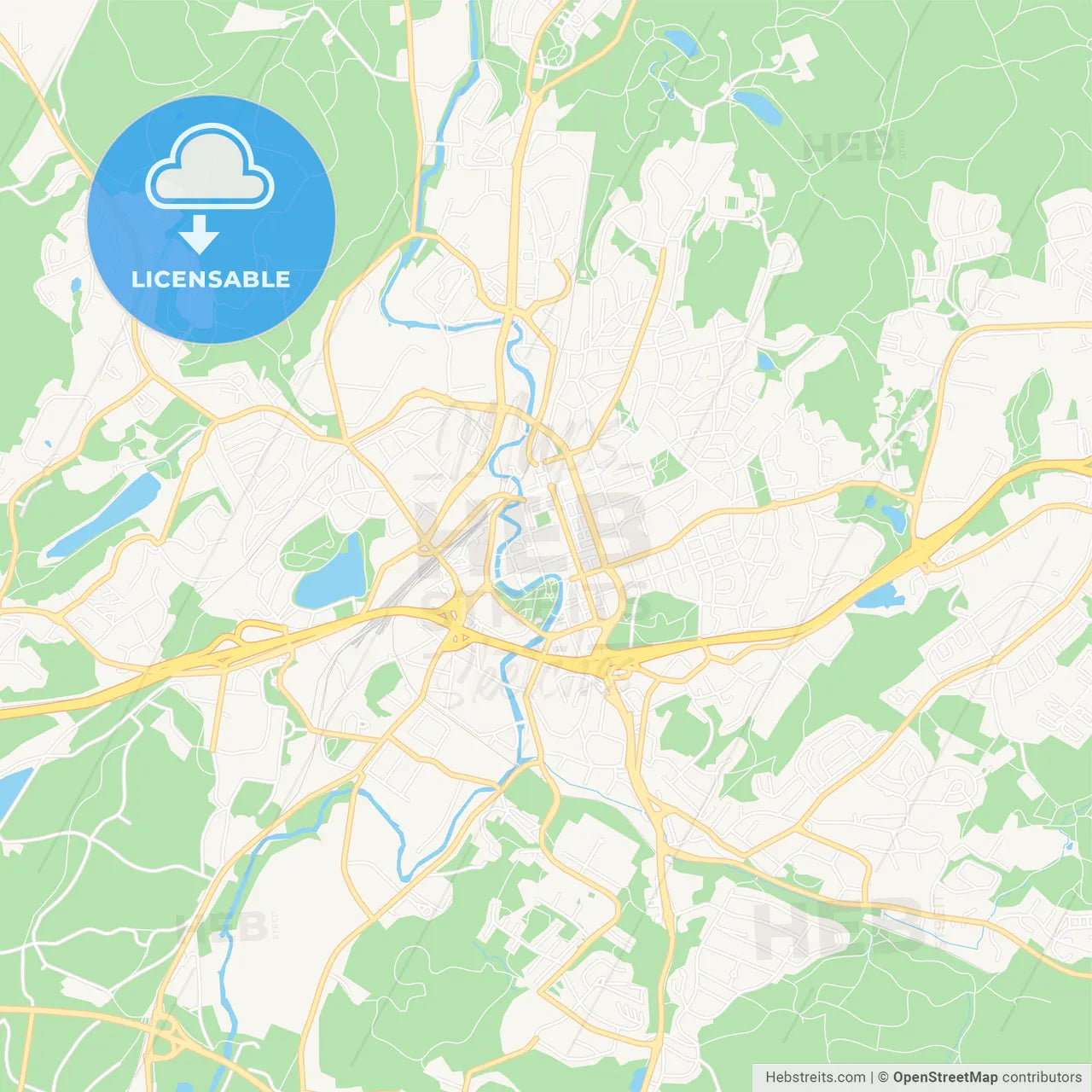 Boras, Sweden Vector Map - Classic Colors