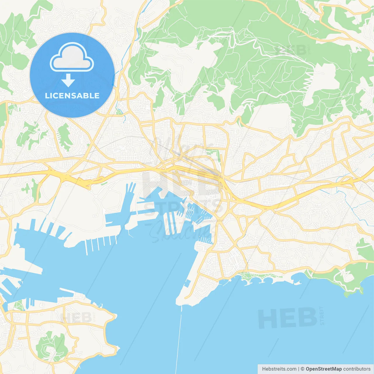 Toulon, France Vector Map - Classic Colors