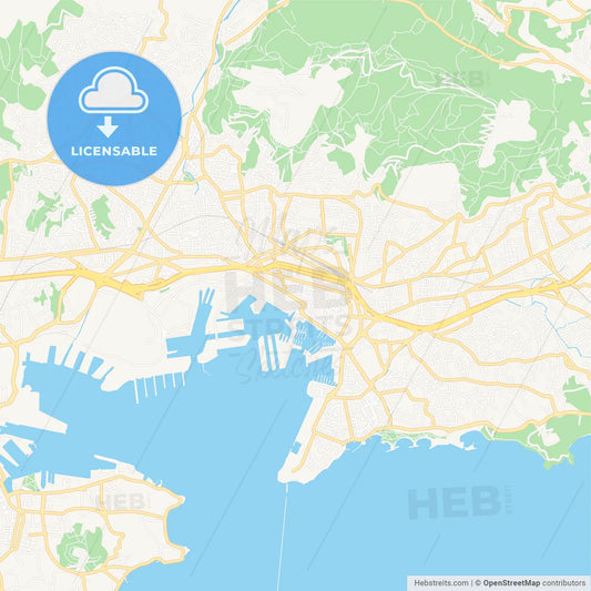 Toulon, France Vector Map - Classic Colors