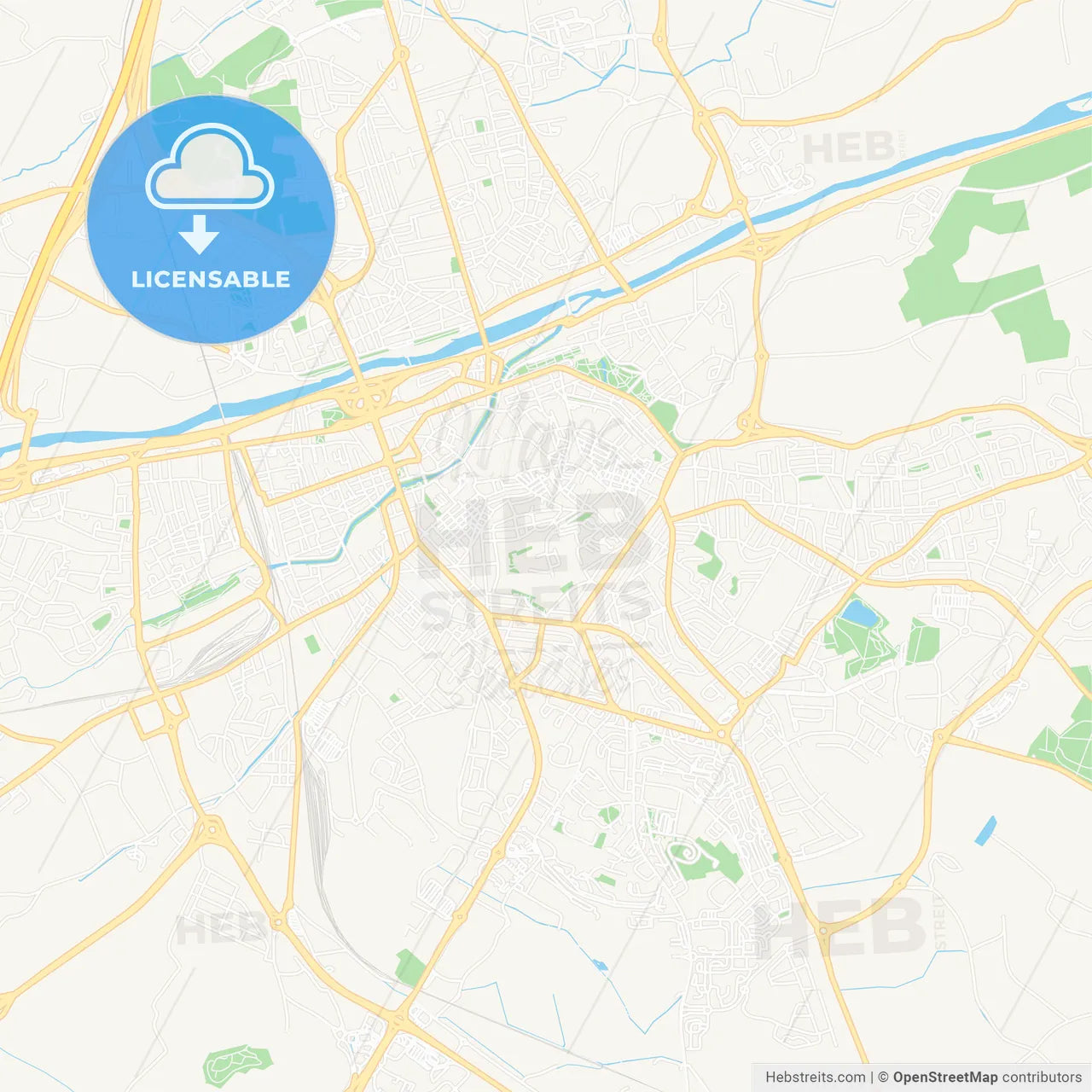 Perpignan, France Vector Map - Classic Colors