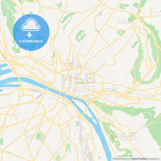 Rouen, France Vector Map - Classic Colors