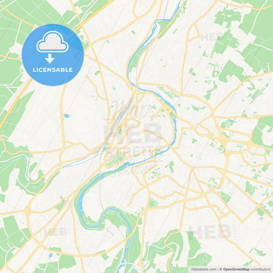 Poitiers, France Vector Map - Classic Colors