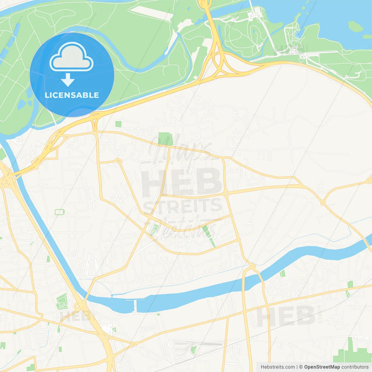 Vaulx-en-Velin, France Vector Map - Classic Colors