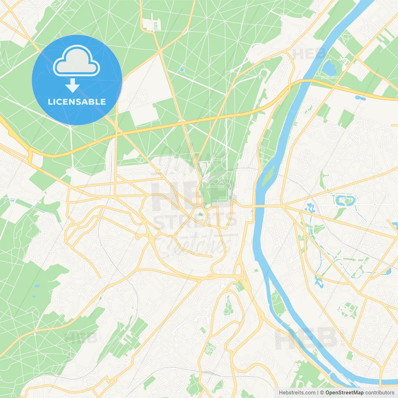 Saint-Germain-en-Laye, France Vector Map - Classic Colors