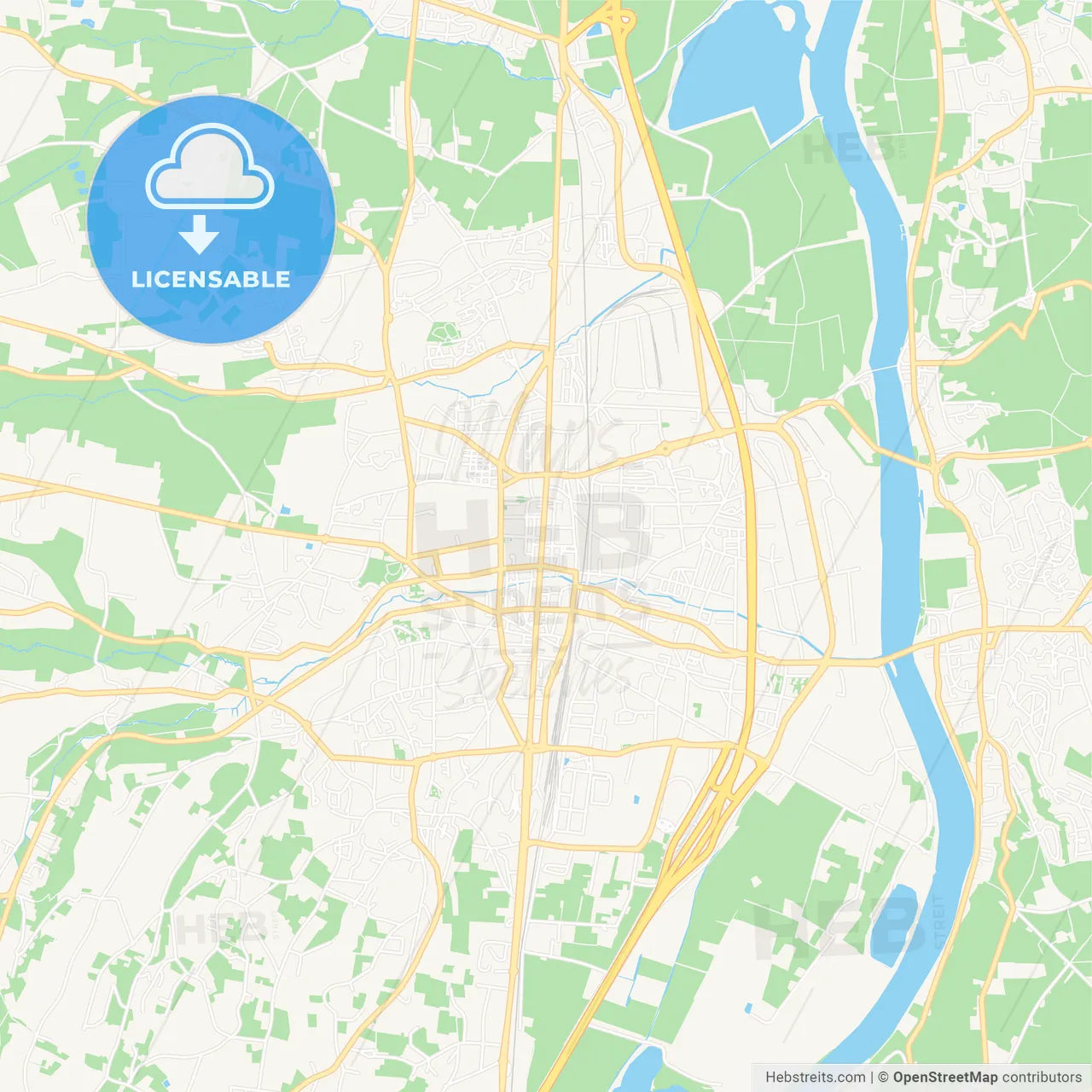 Villefranche-sur-Saone, France Vector Map - Classic Colors