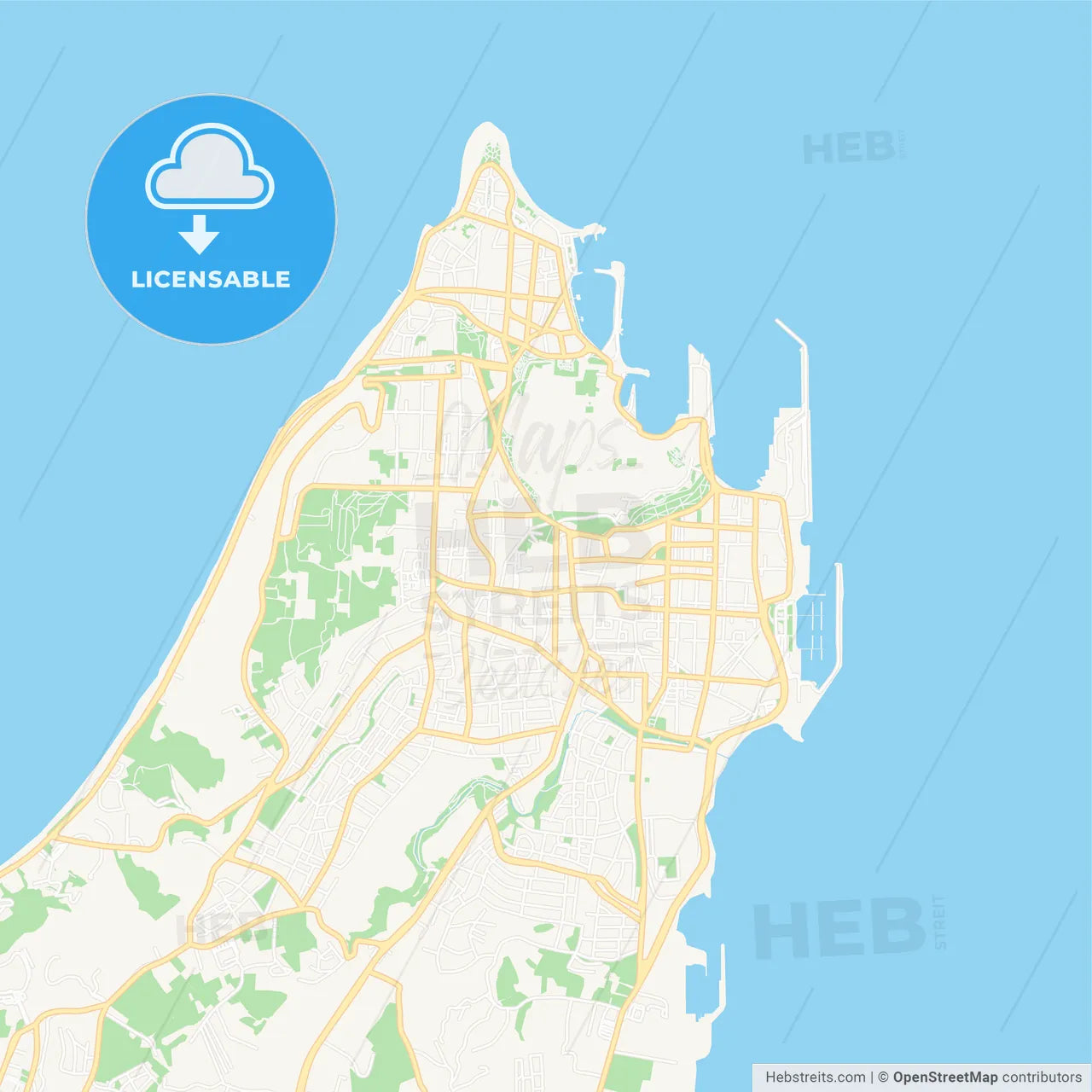 Rhodes, Greece Vector Map - Classic Colors