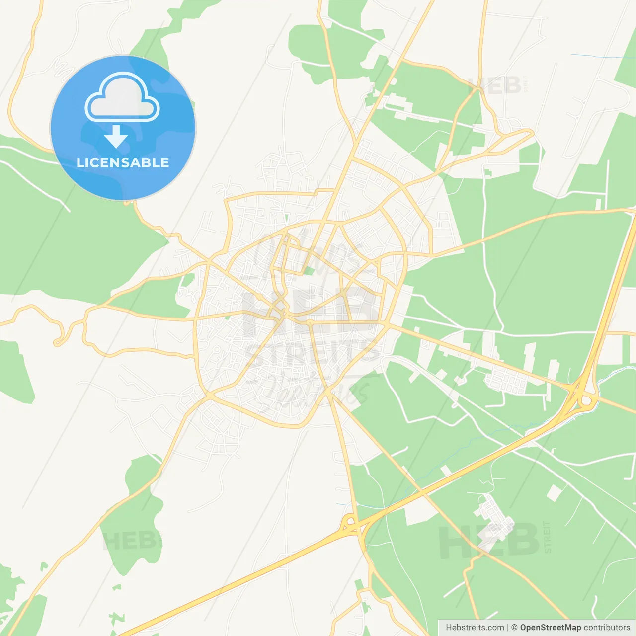 Tripoli, Greece Vector Map - Classic Colors