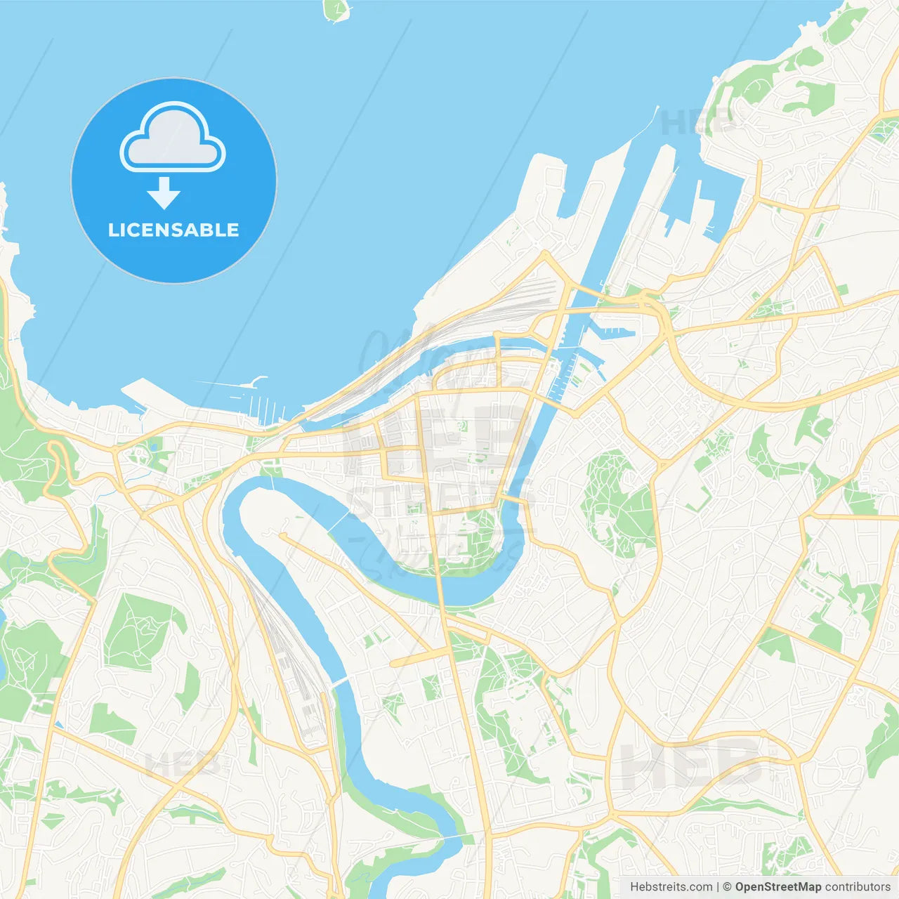 Trondheim, Norway Vector Map - Classic Colors