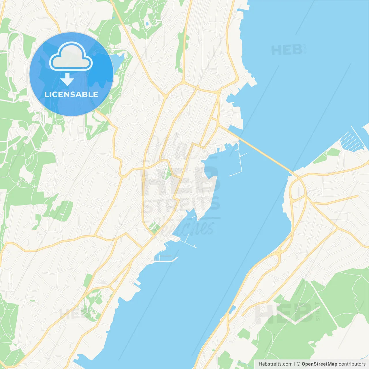 Tromso, Norway Vector Map - Classic Colors