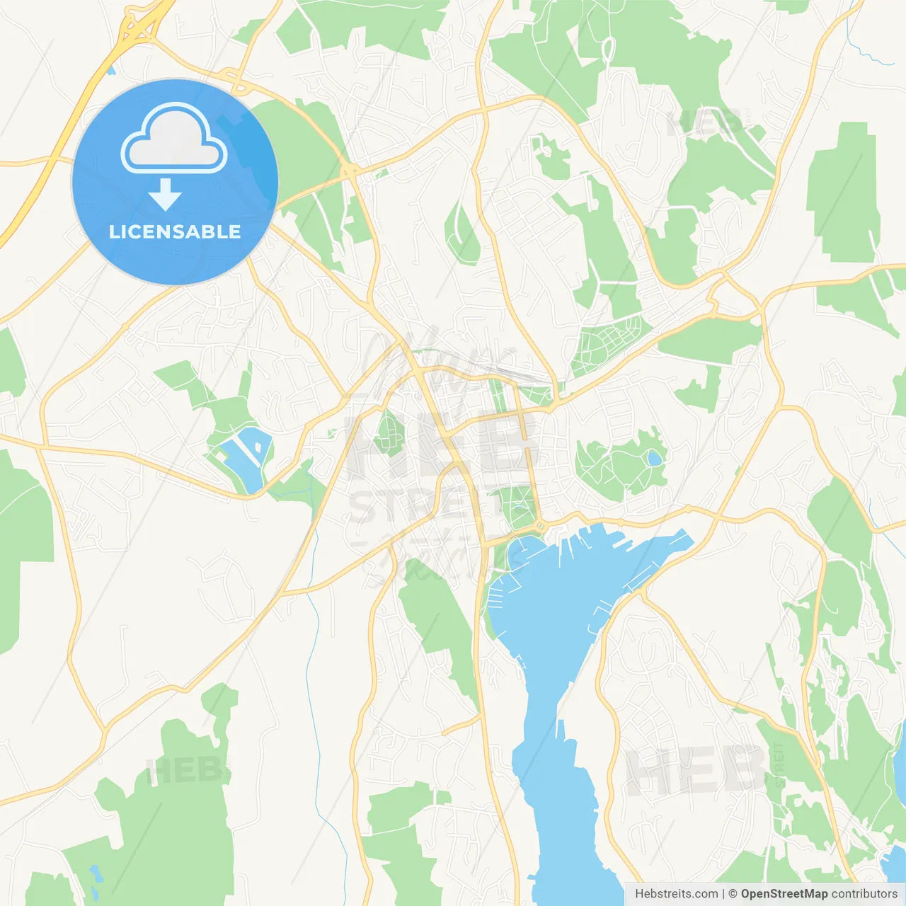 Sandefjord, Norway Vector Map - Classic Colors