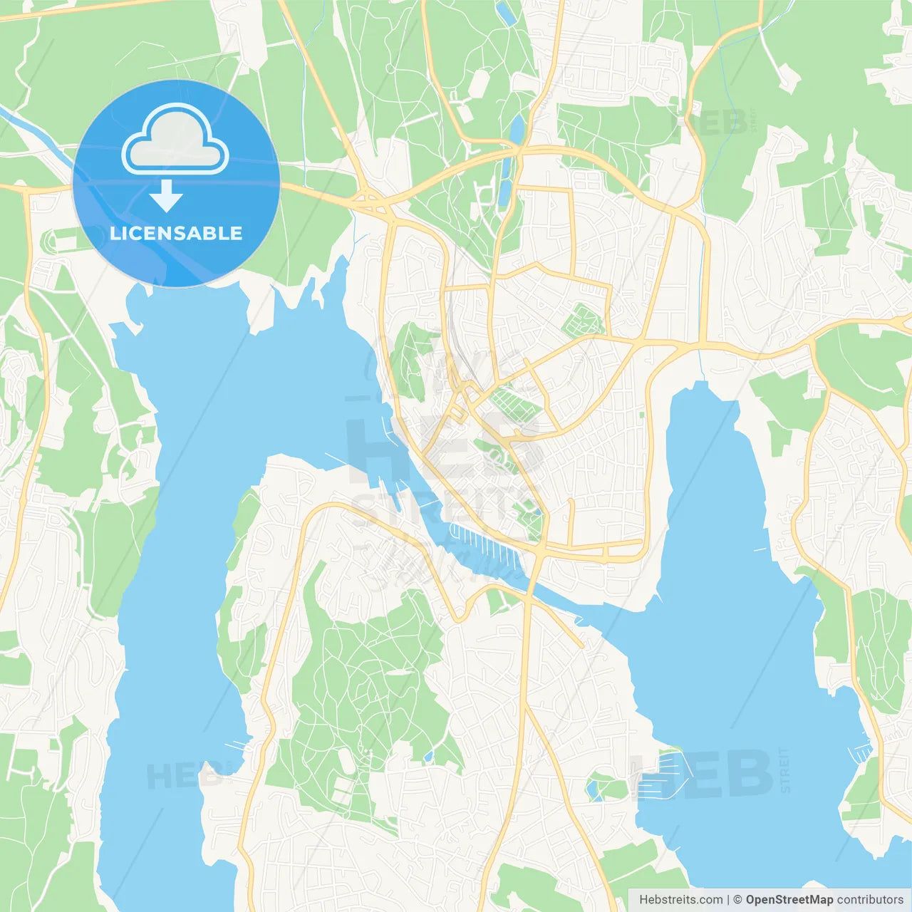 Tonsberg, Norway Vector Map - Classic Colors