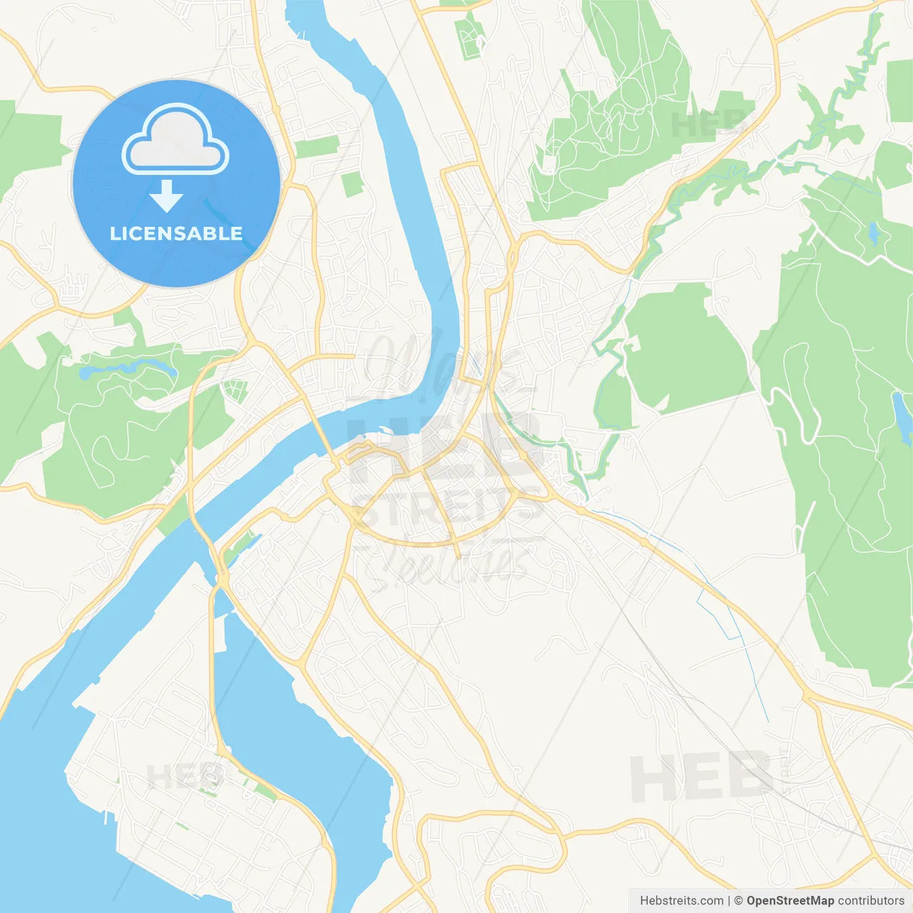 Porsgrunn, Norway Vector Map - Classic Colors
