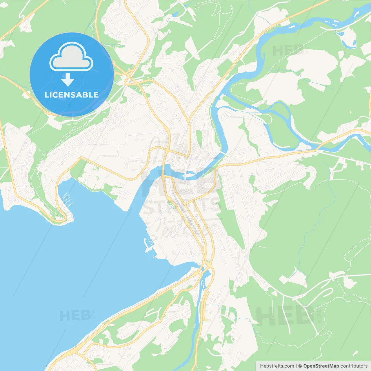Steinkjer, Norway Vector Map - Classic Colors