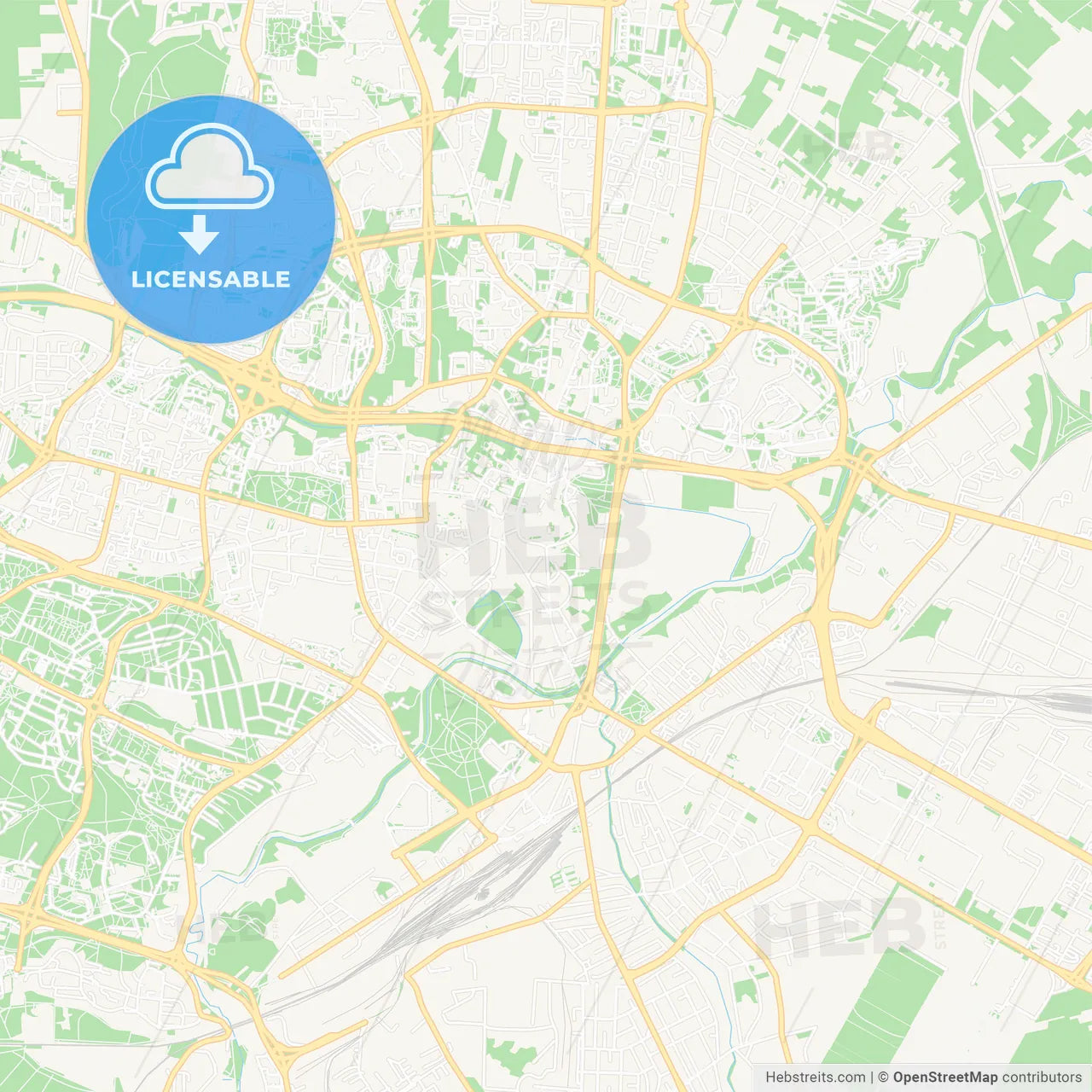 Lublin, Poland Vector Map - Classic Colors