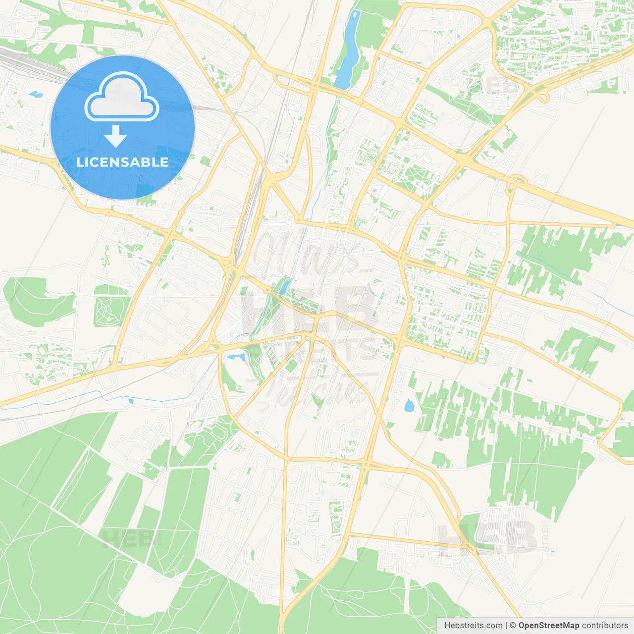 Kielce, Poland Vector Map - Classic Colors