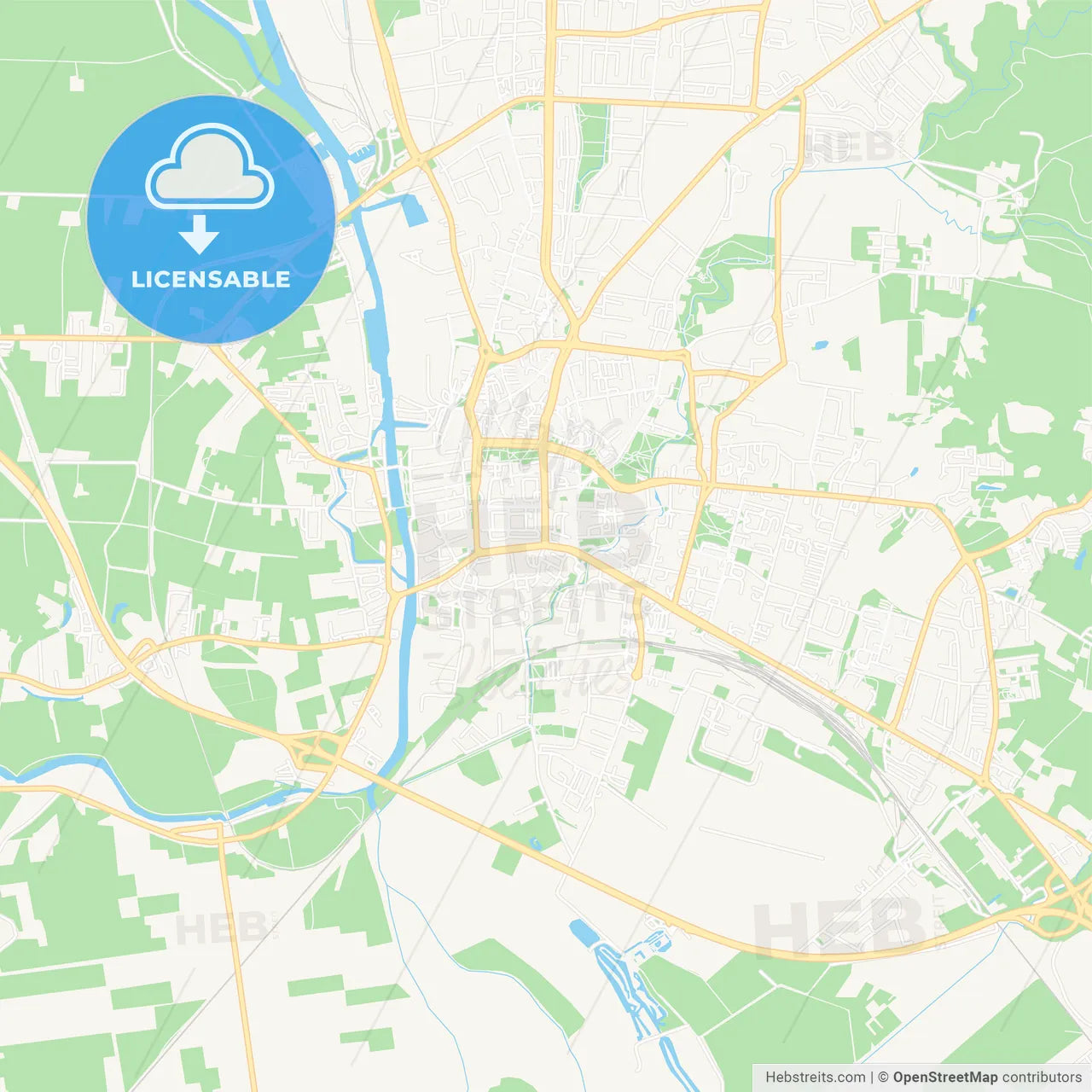 Elblag, Poland Vector Map - Classic Colors