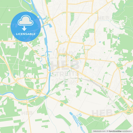 Elblag, Poland Vector Map - Classic Colors