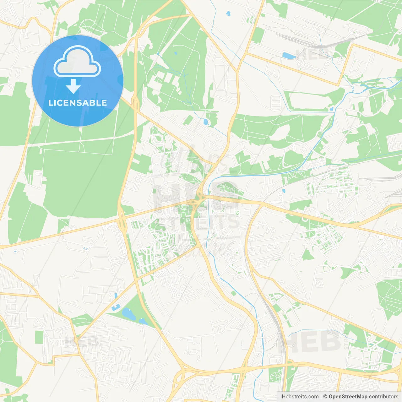 Bedzin, Poland Vector Map - Classic Colors