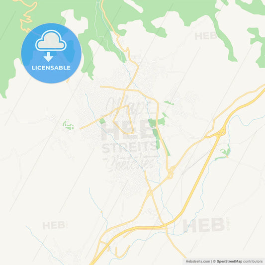 Vranje, Serbia Vector Map - Classic Colors