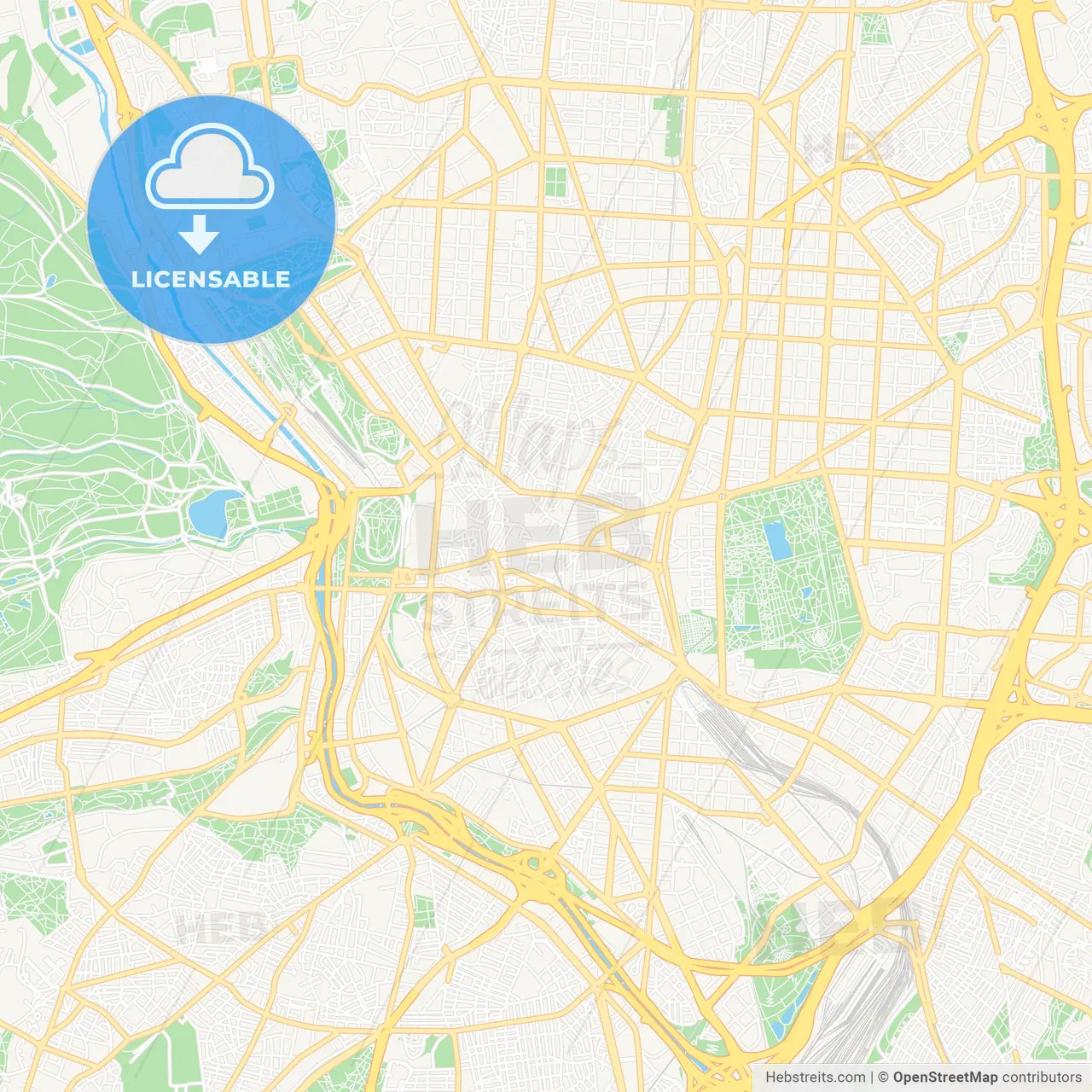 Madrid, Spain Vector Map - Classic Colors