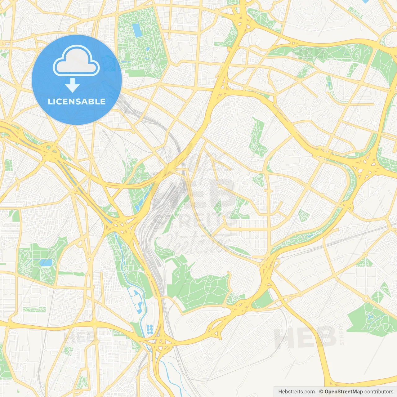 Puente de Vallecas, Spain Vector Map - Classic Colors