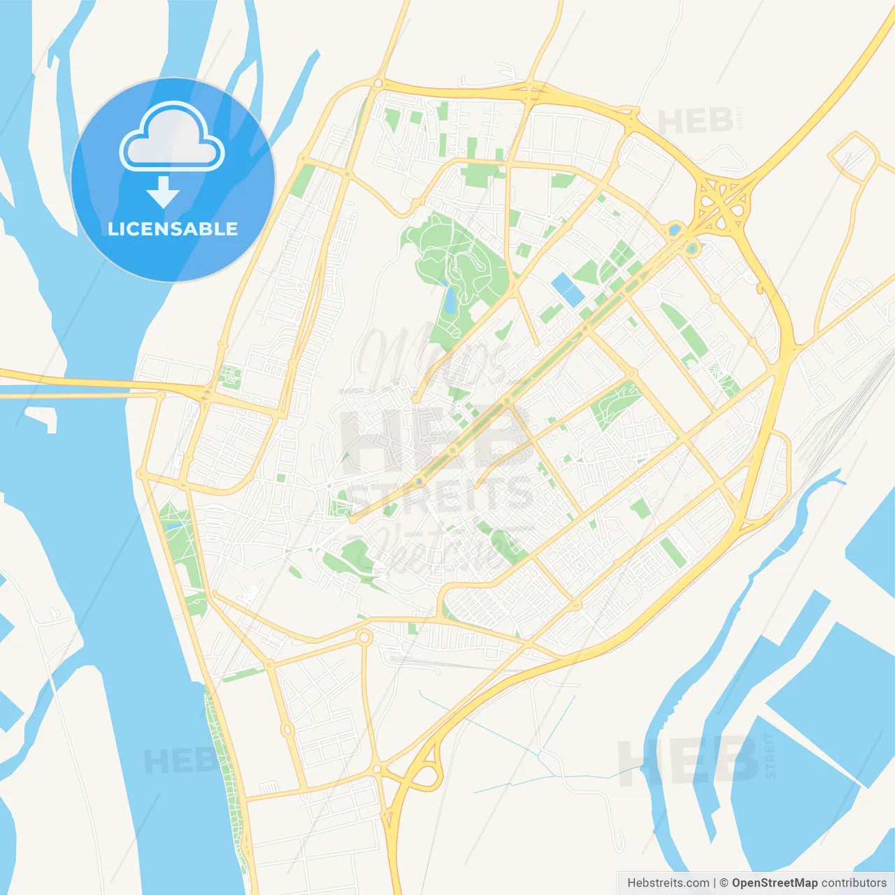 Huelva, Spain Vector Map - Classic Colors