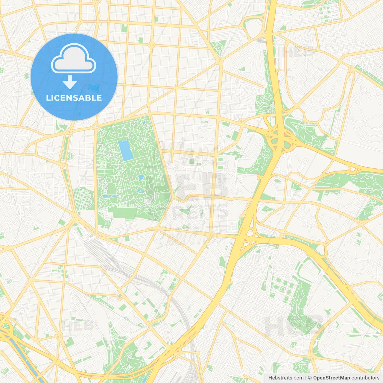 Retiro, Spain Vector Map - Classic Colors