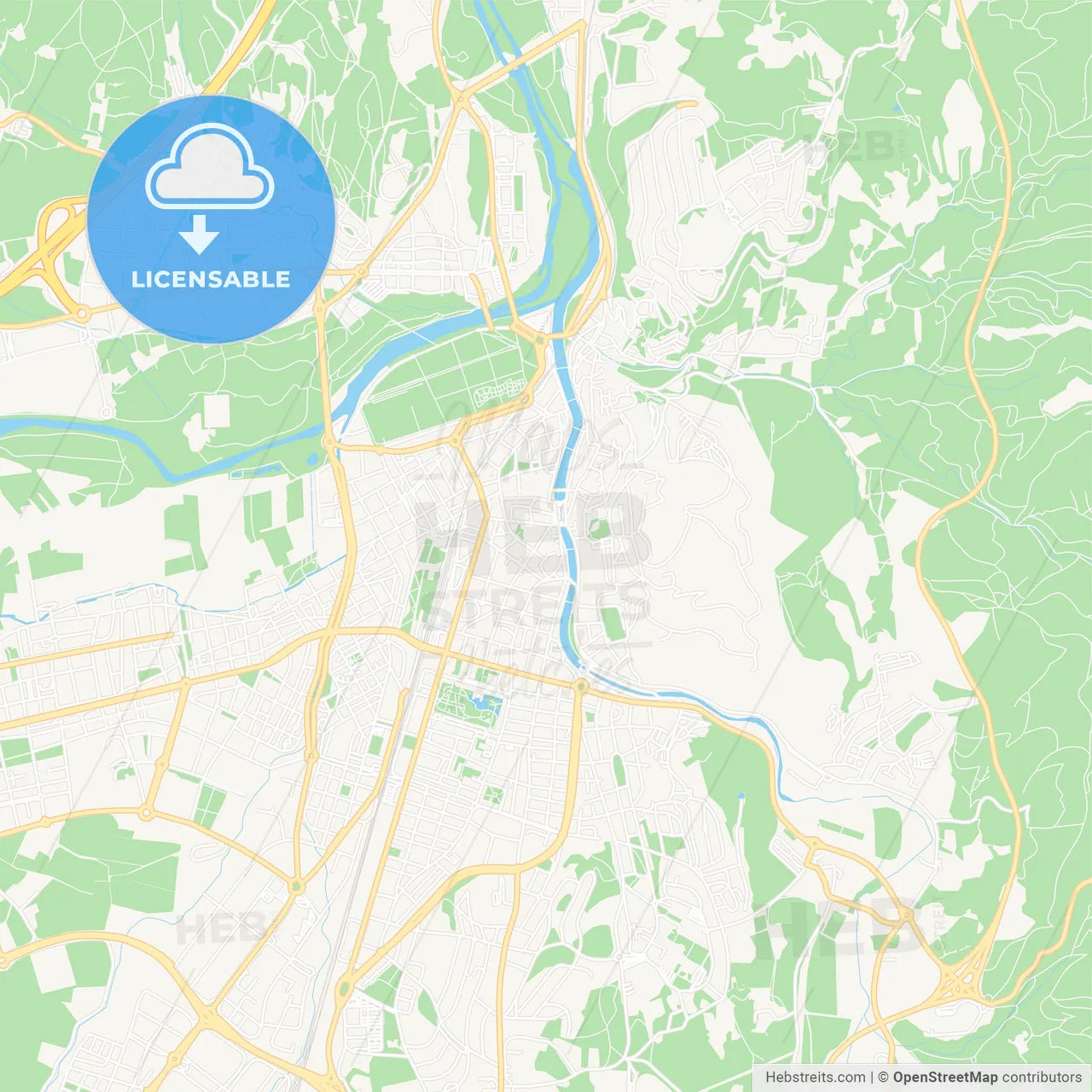 Girona, Spain Vector Map - Classic Colors