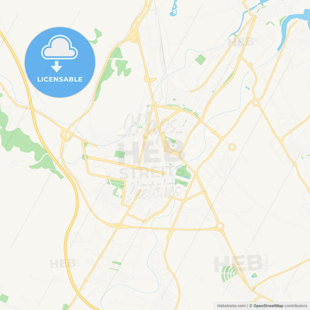 Gandia, Spain Vector Map - Classic Colors