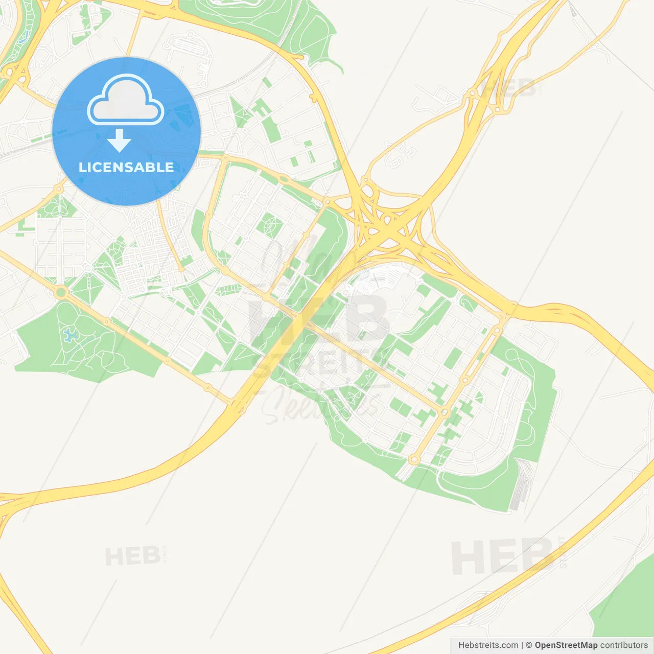 Villa de Vallecas, Spain Vector Map - Classic Colors