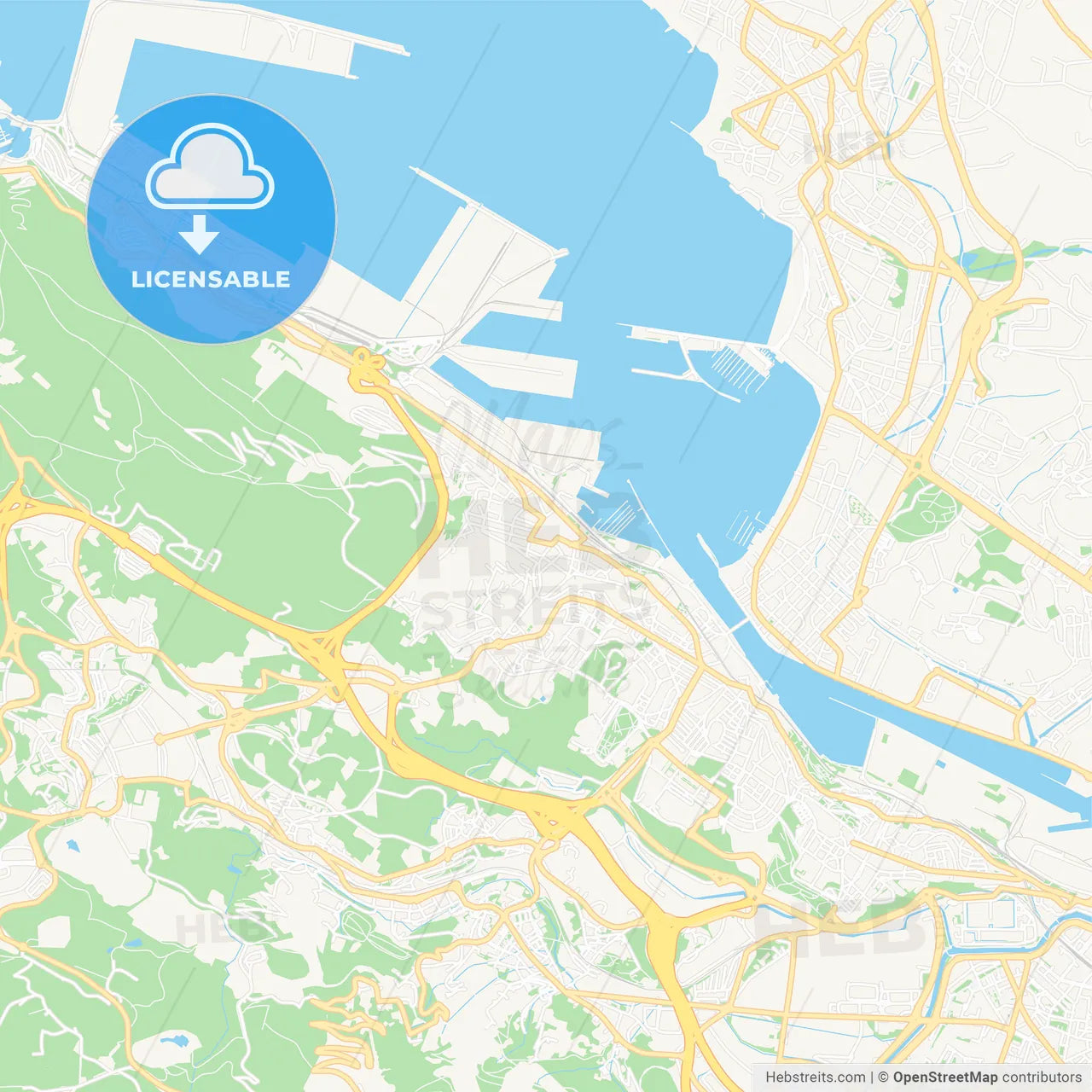 Santurtzi, Spain Vector Map - Classic Colors