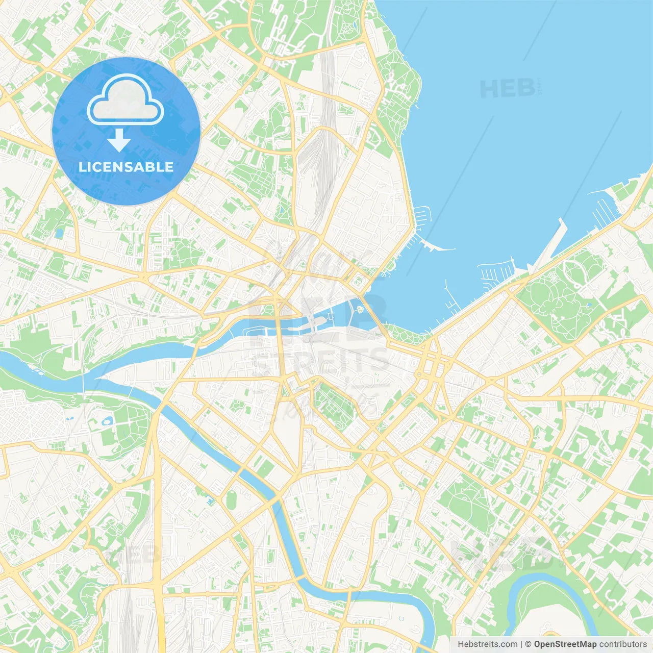 Geneva, Switzerland Vector Map - Classic Colors