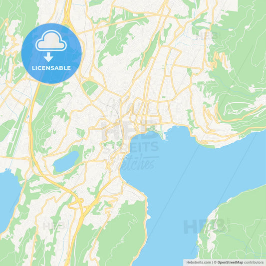 Lugano, Switzerland Vector Map - Classic Colors