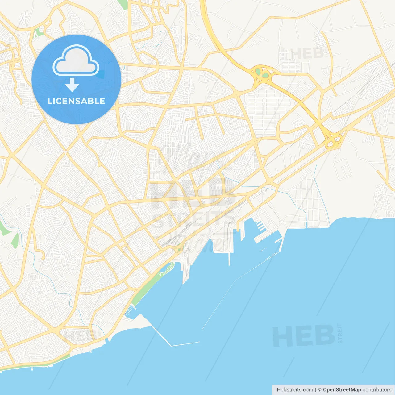 Mersin, Turkey Vector Map - Classic Colors