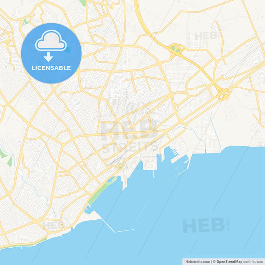 Mersin, Turkey Vector Map - Classic Colors
