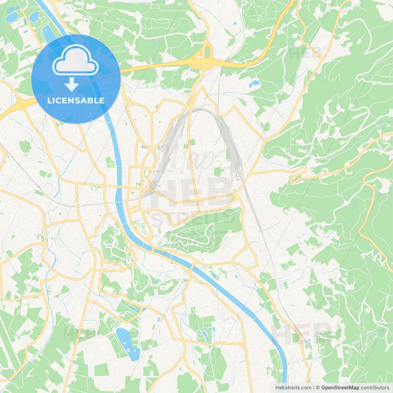 Salzburg, Austria Vector Map - Classic Colors