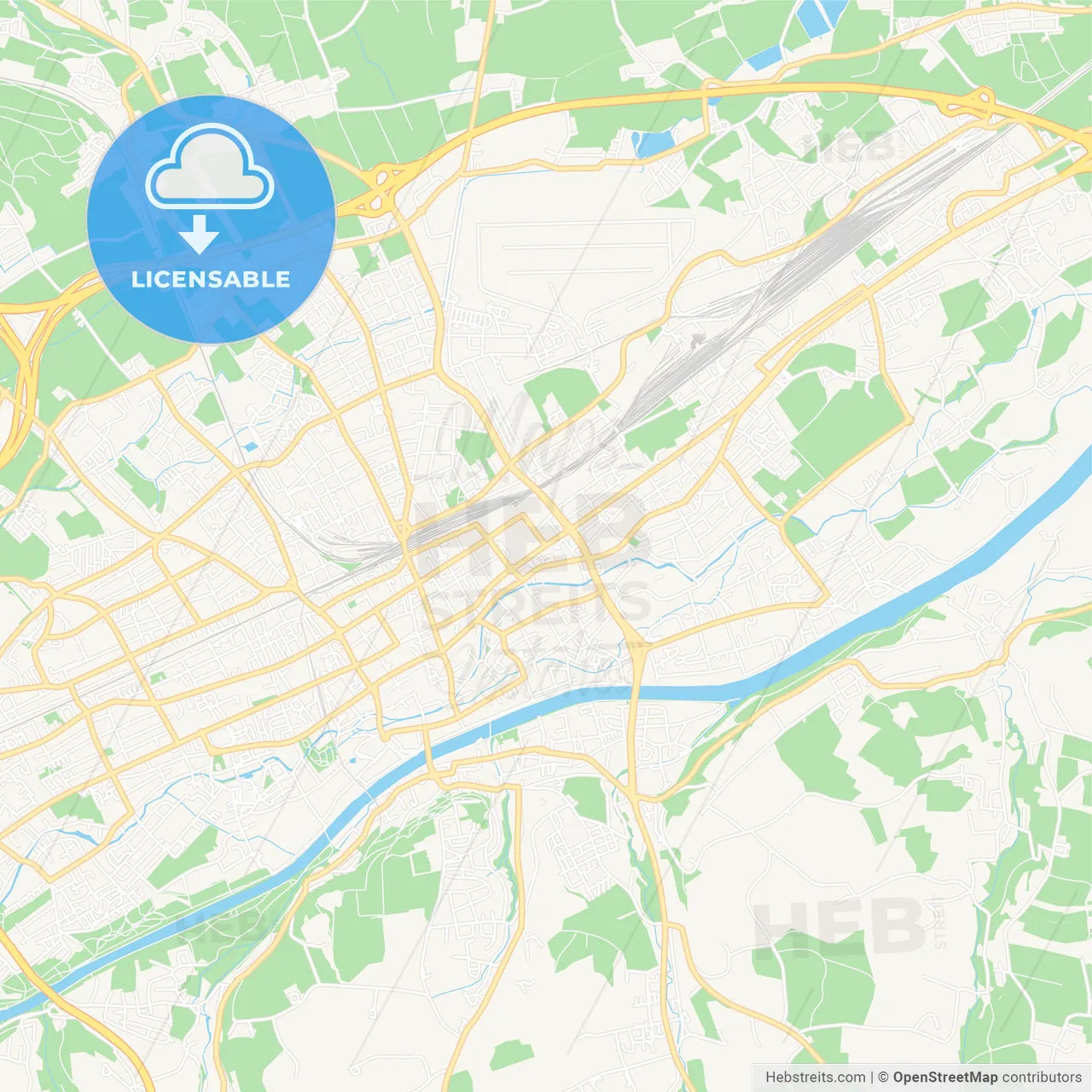 Wels, Austria Vector Map - Classic Colors