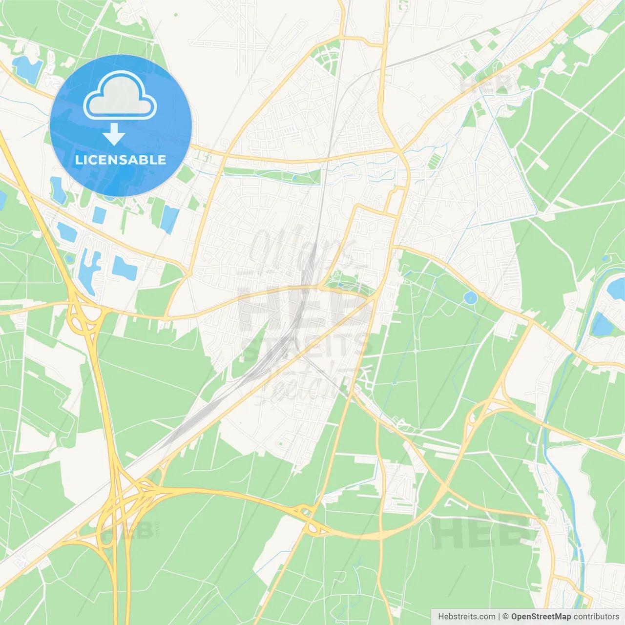 Wiener Neustadt, Austria Vector Map - Classic Colors