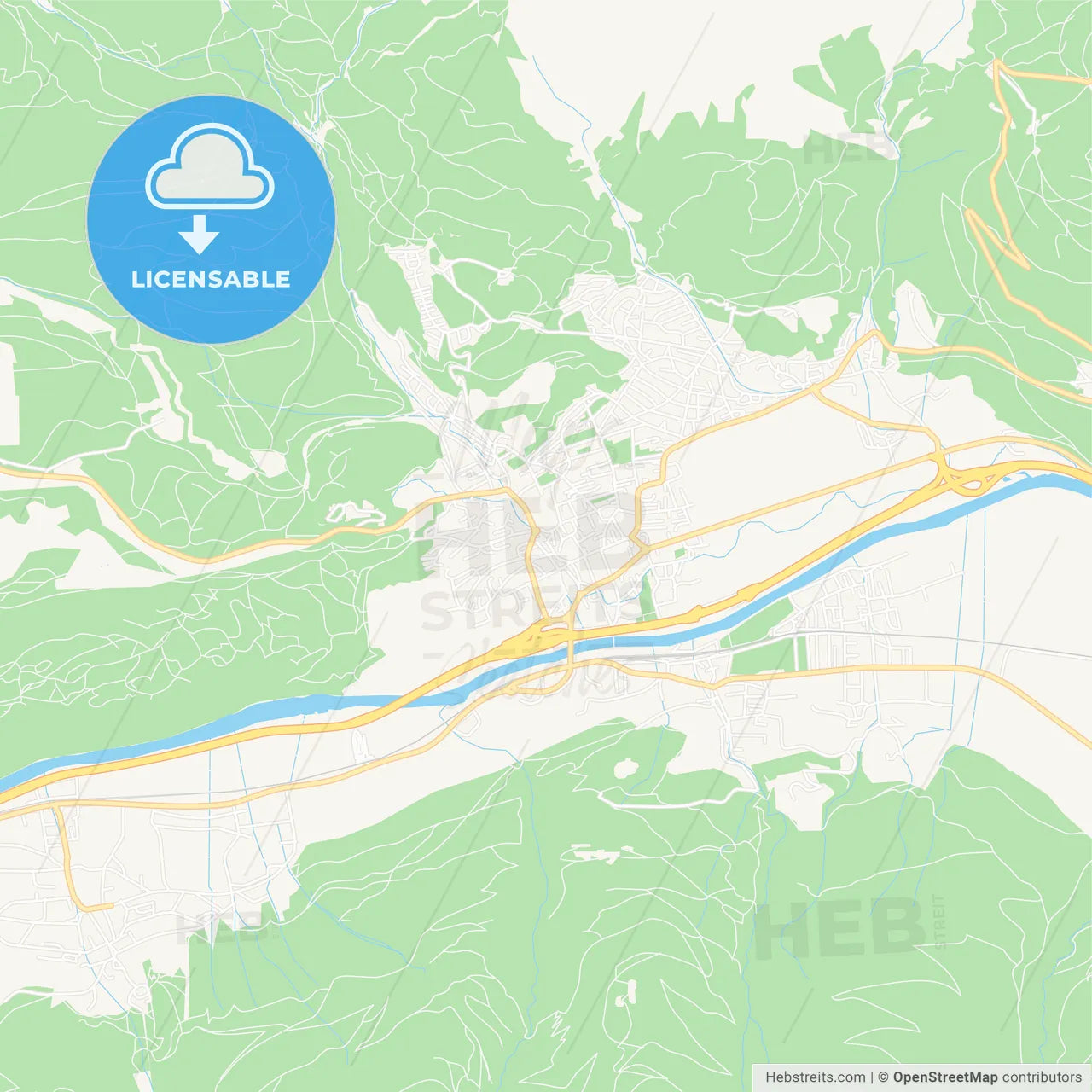 Telfs, Austria Vector Map - Classic Colors