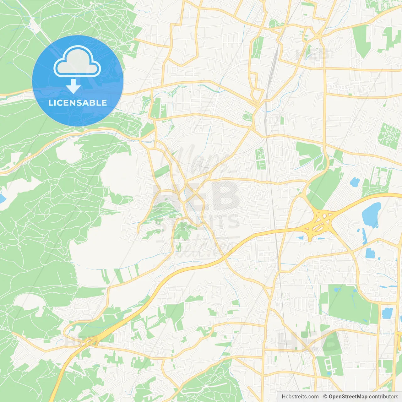 Perchtoldsdorf, Austria Vector Map - Classic Colors