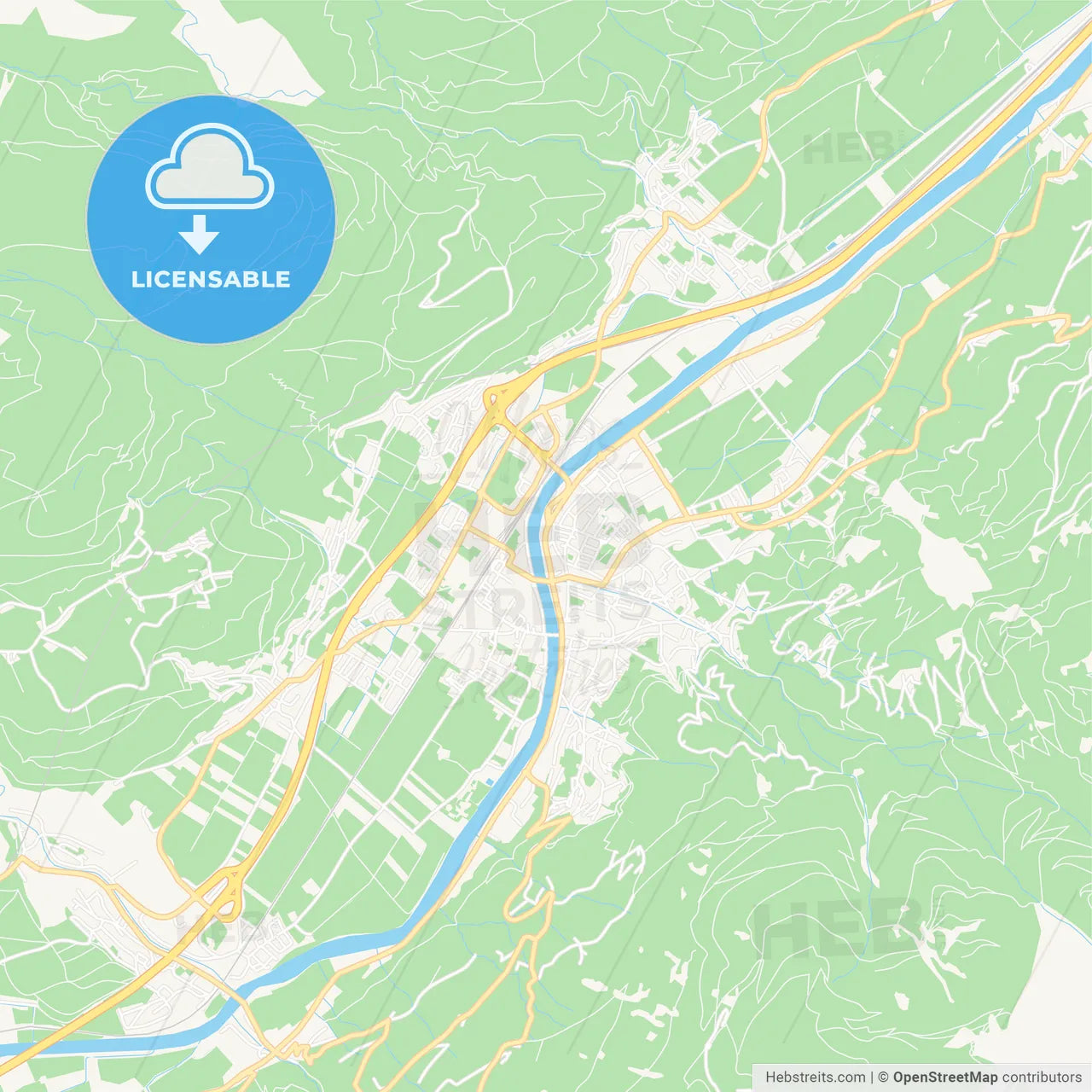 Schwaz, Austria Vector Map - Classic Colors