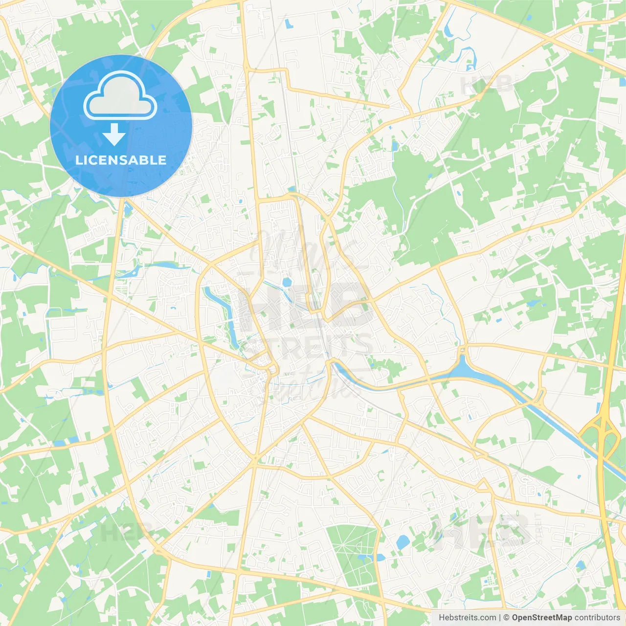 Roeselare , Belgium Vector Map - Classic Colors