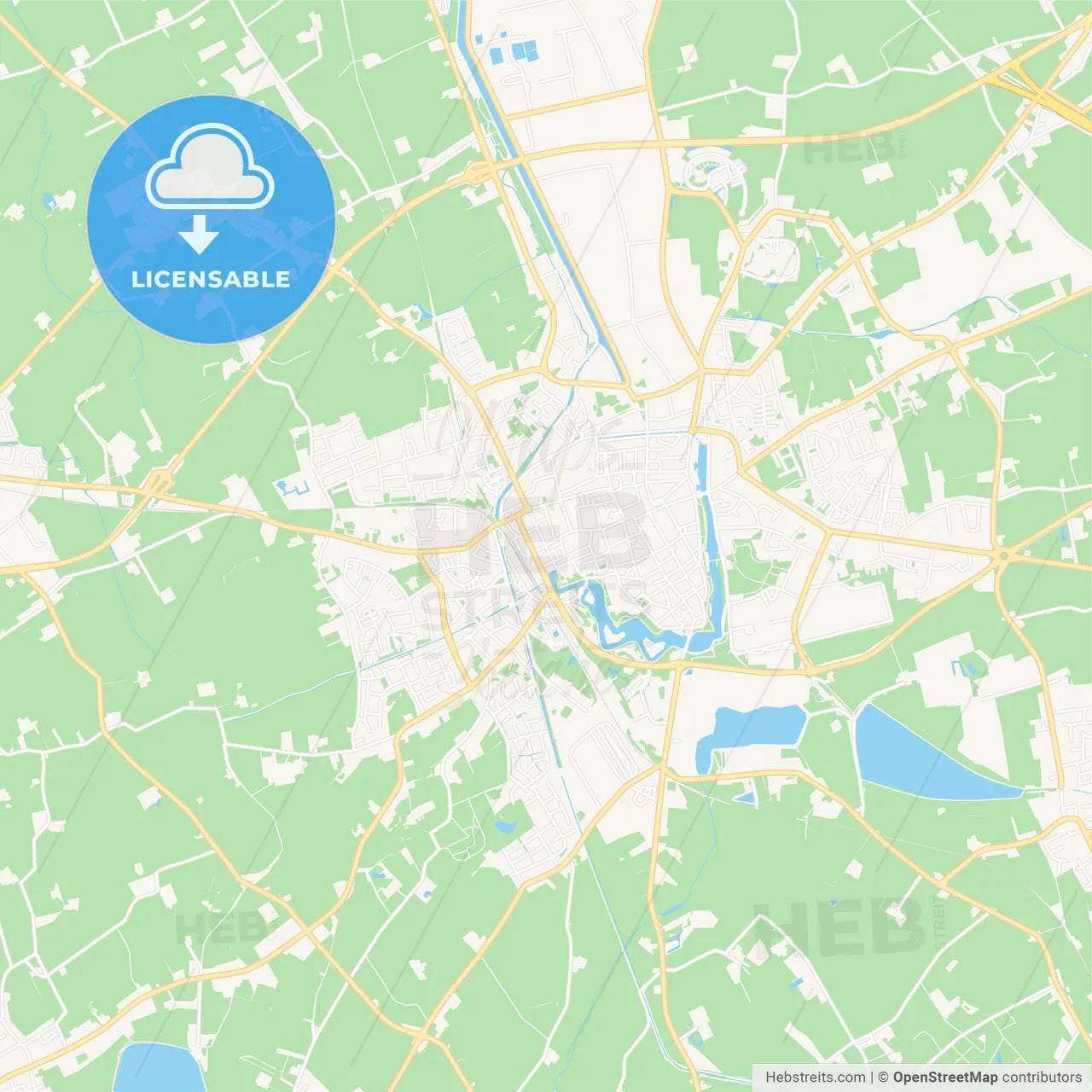 Ypres , Belgium Vector Map - Classic Colors