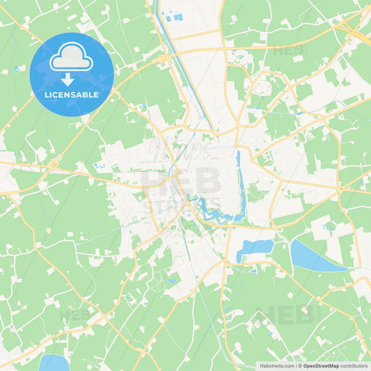 Ypres , Belgium Vector Map - Classic Colors