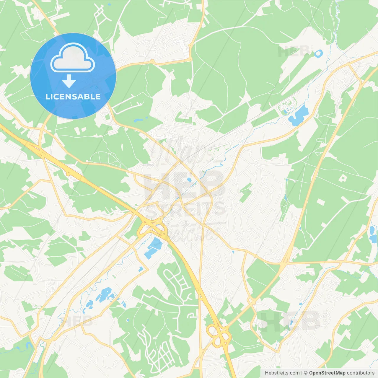 Wavre , Belgium Vector Map - Classic Colors