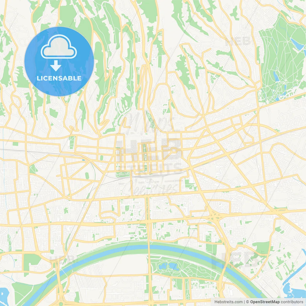 Zagreb , Croatia Vector Map - Classic Colors